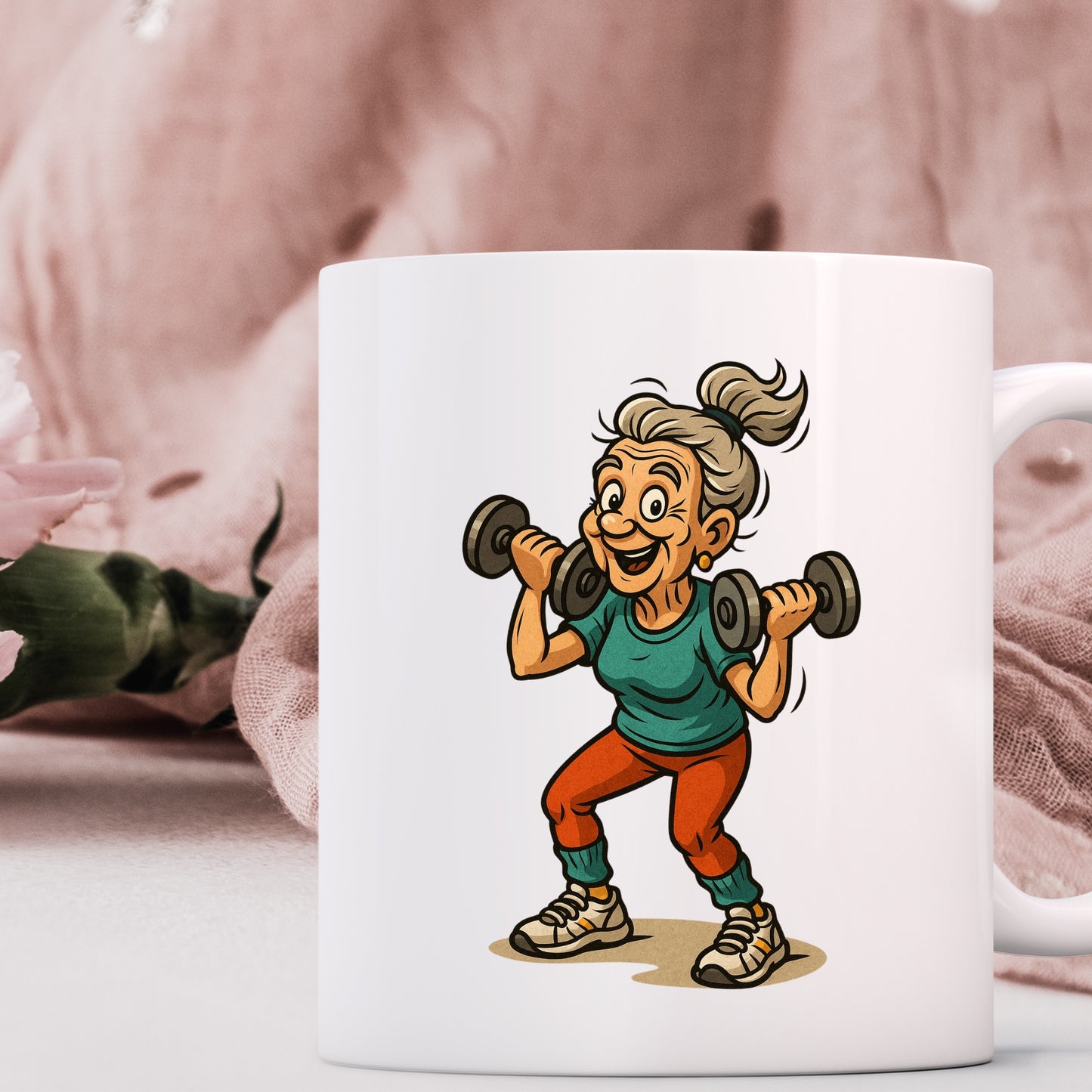 đȘ Oma Fitness Tasse â Die stĂ€rkste Oma im Seniorenclub!