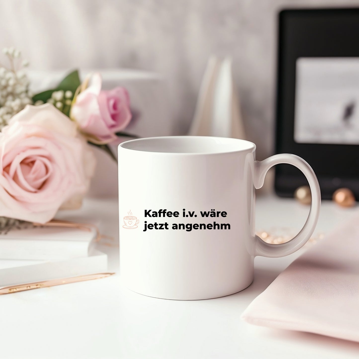 ☕ Pflegehumor Tasse – „Kaffee i.v. wäre jetzt angenehm“