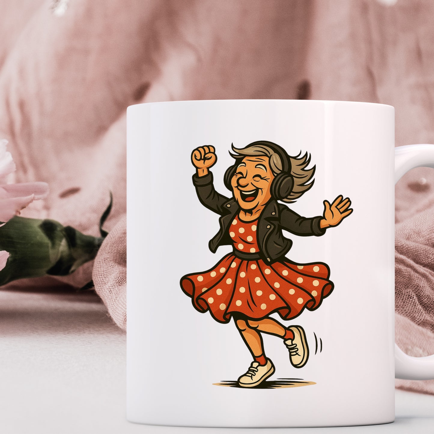 🎸 Oma Rock’n’Roll Tasse – Die Queen der guten Laune