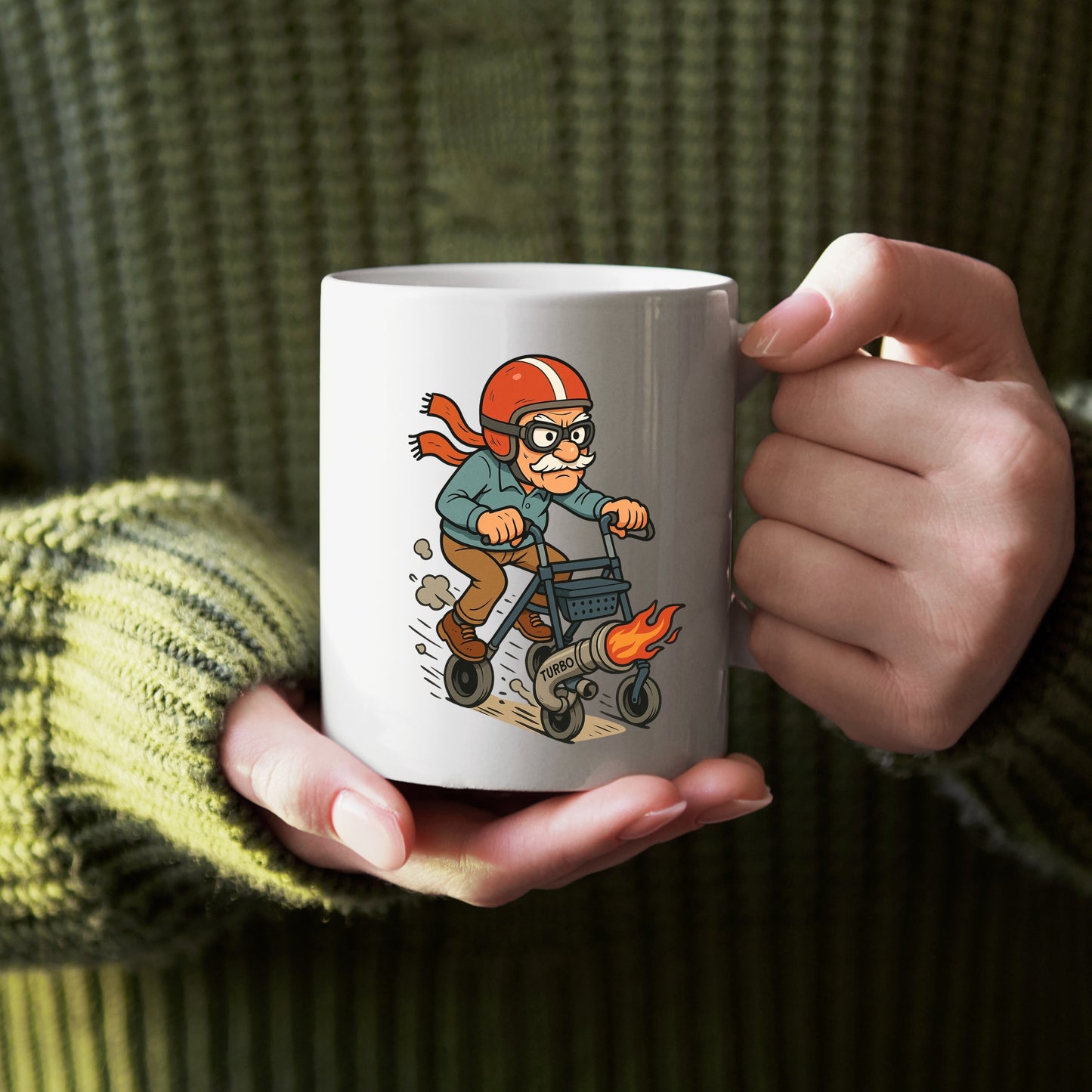 🔥 Turbo-Rollator-Opa – Die schnellste Tasse im Seniorenviertel