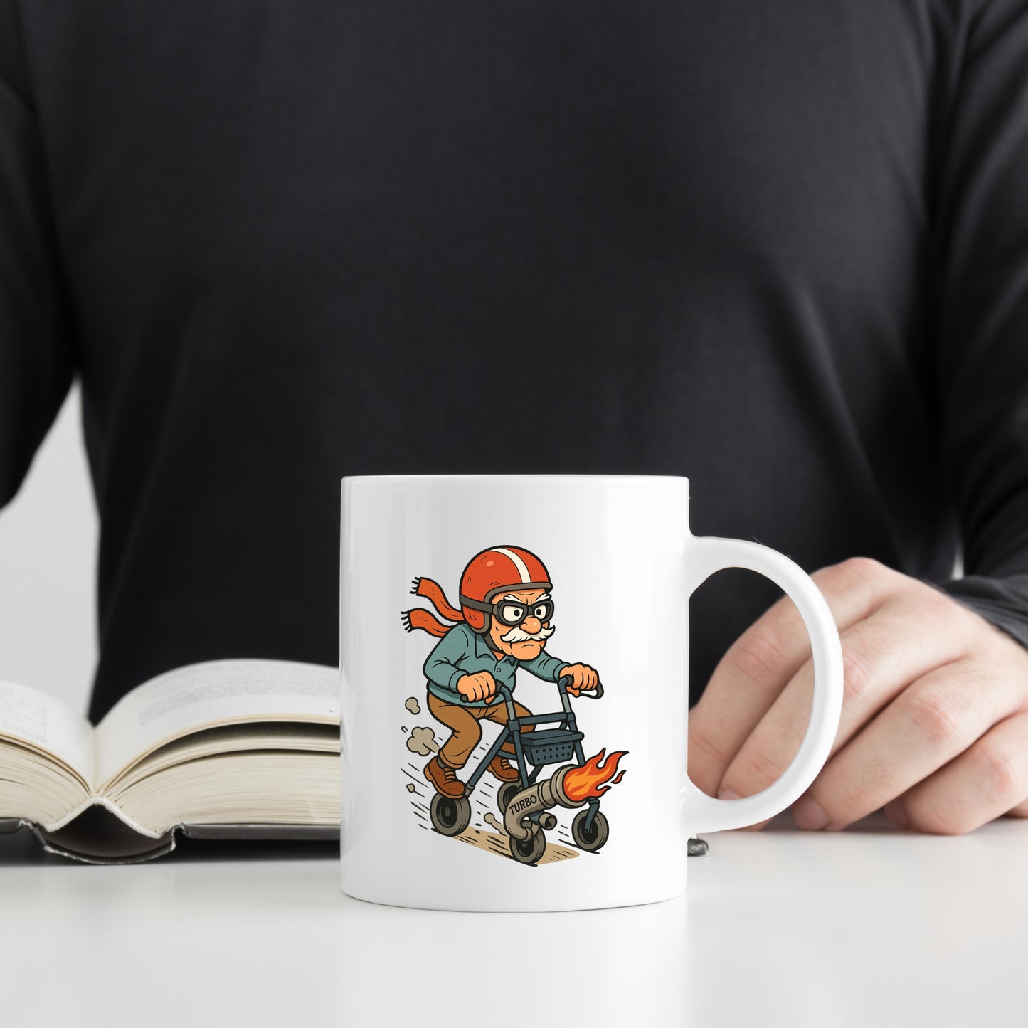 🔥 Turbo-Rollator-Opa – Die schnellste Tasse im Seniorenviertel