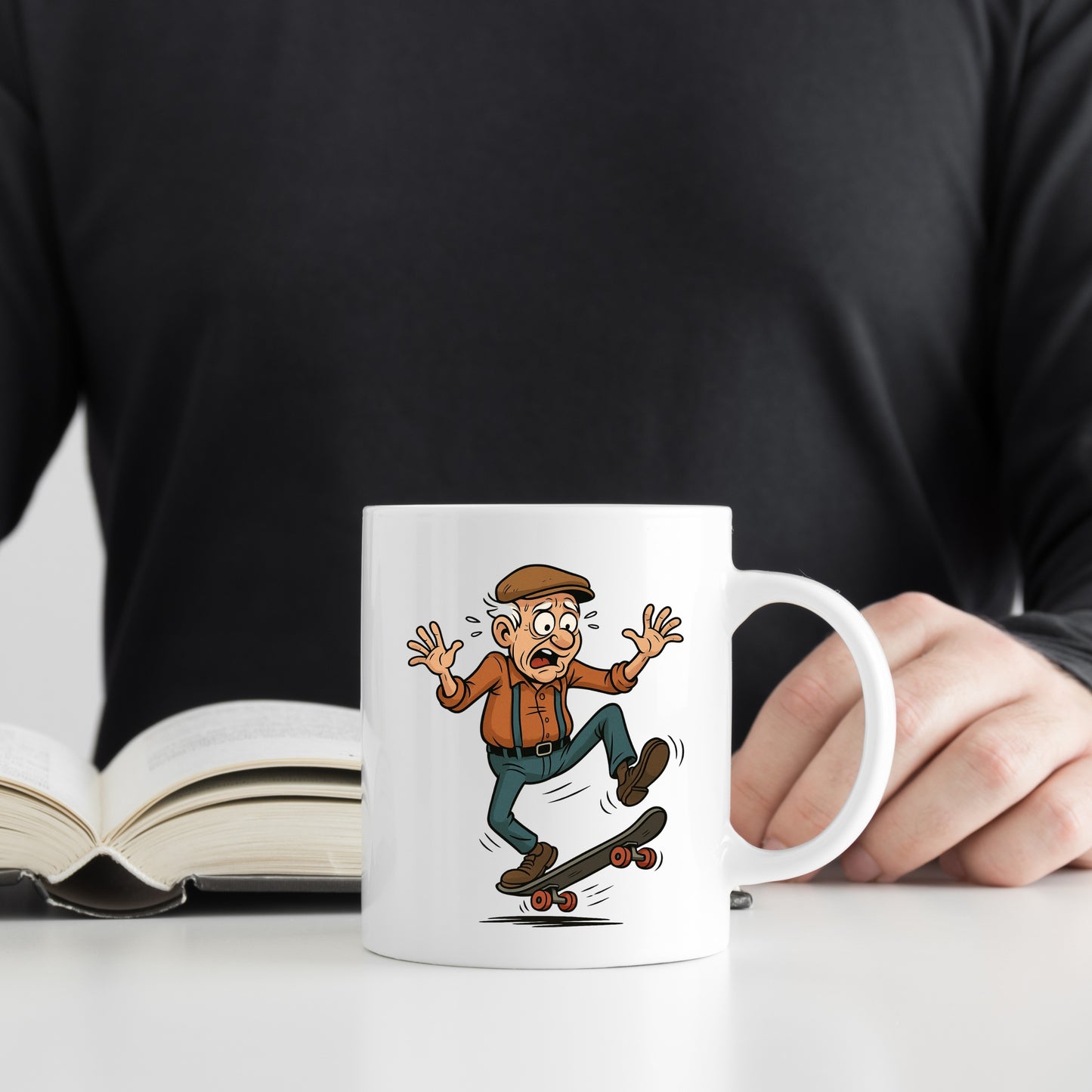 🛹 Skateboard-Opa Tasse – Humorvolles Geschenk für Senioren & Opa-Fans